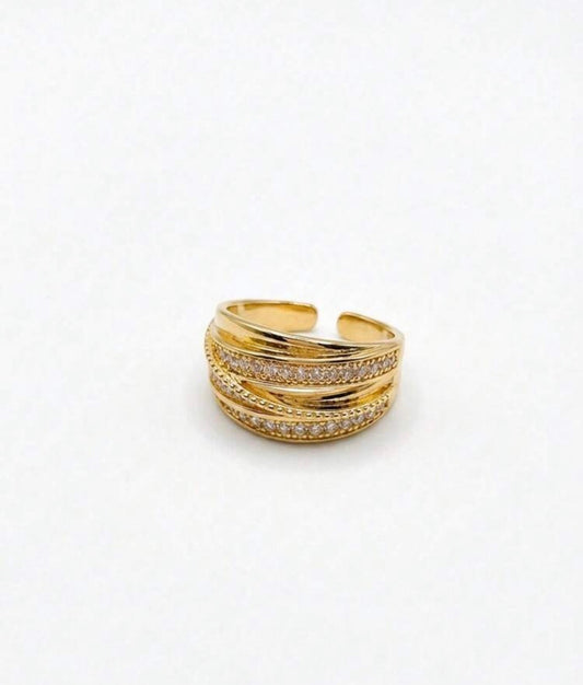 ✨Zirconium Studded Gold Adjustable Ring✨