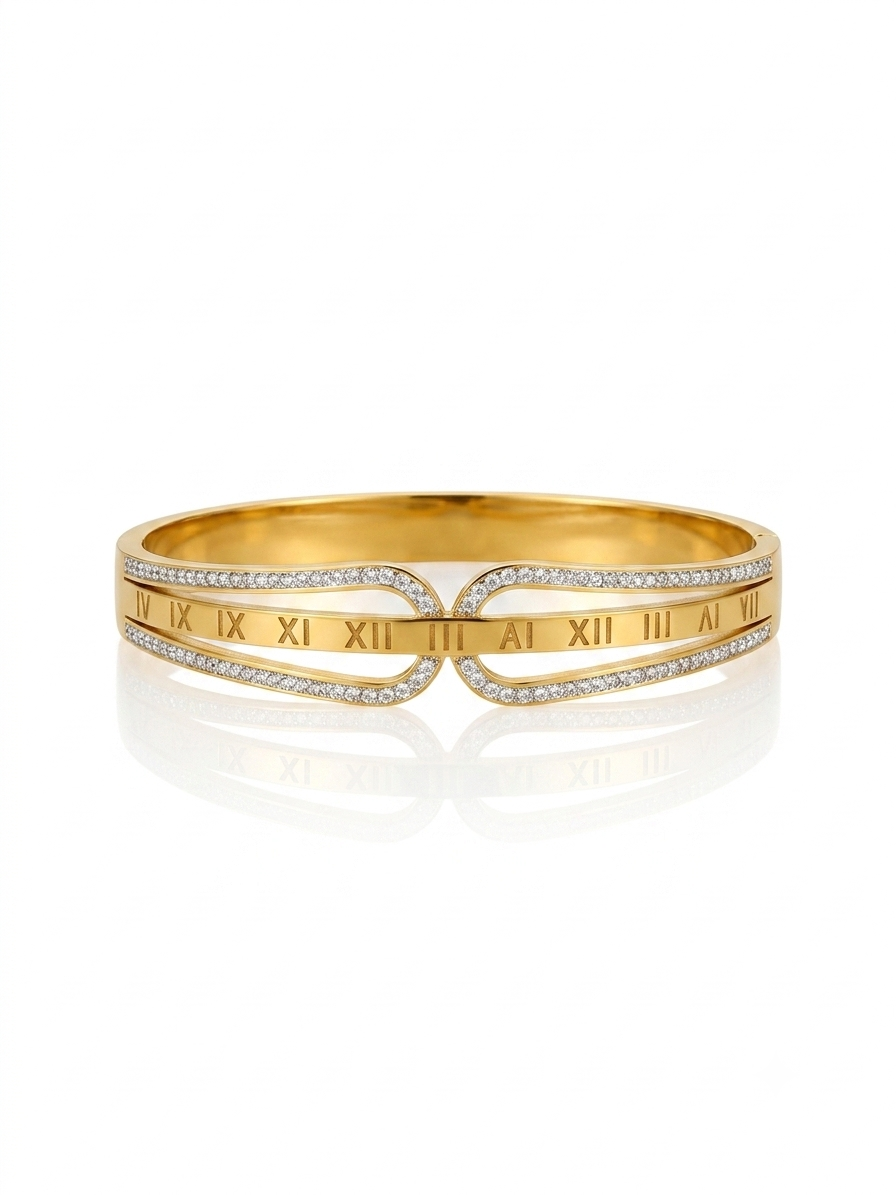 ✨Stainless steel Gold Crystal studded roman Cuff Bracelet ✨