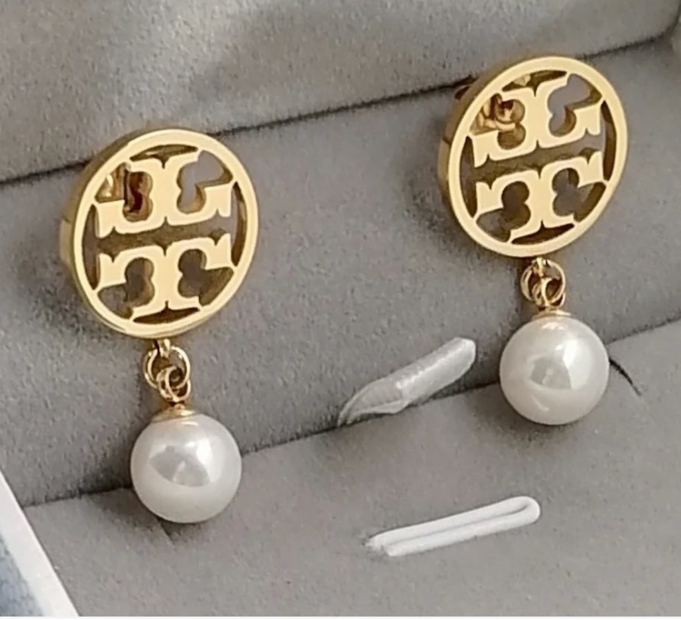 Stainless steel Miller Pearl drop earrings