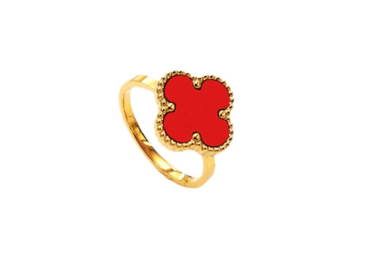 Stainless steel Red Clover Ring