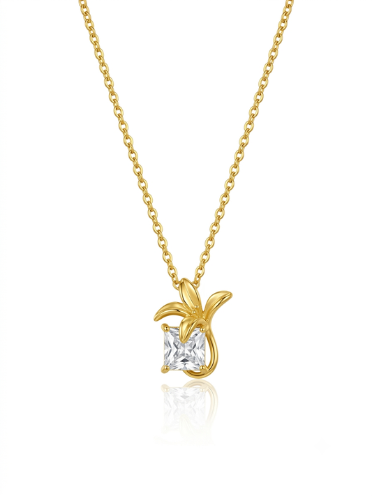 ✨Stainless steel Gold crystal floral pendant ✨