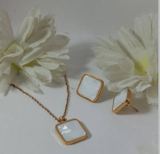 ✨Stainless steel White Enamel Golf Square Pendant tops Set ✨