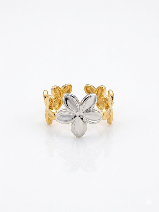 ✨Stainless steel SilverXGold Leaf Adjustable Ring ✨