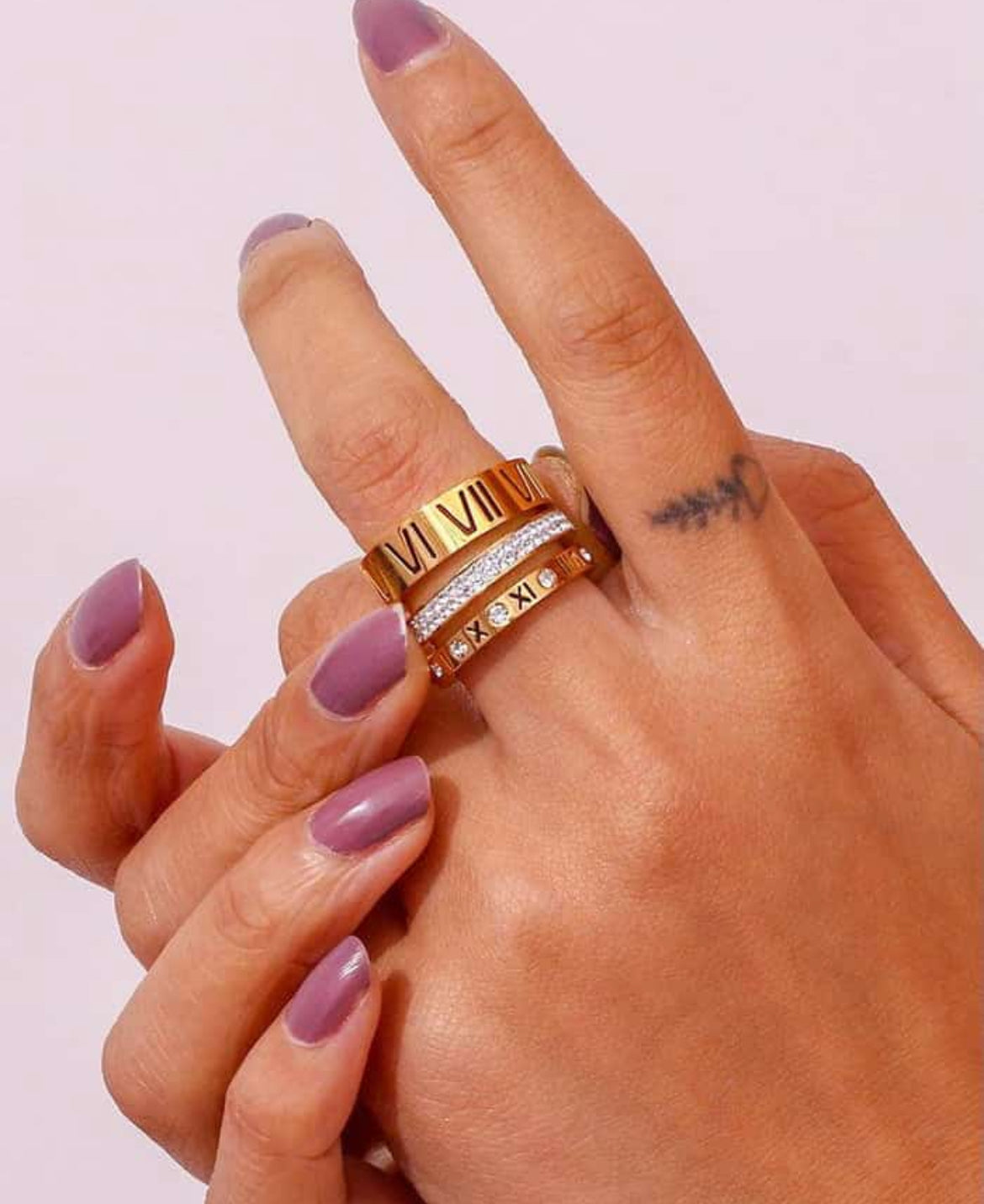 Trilogy roman stacked ring