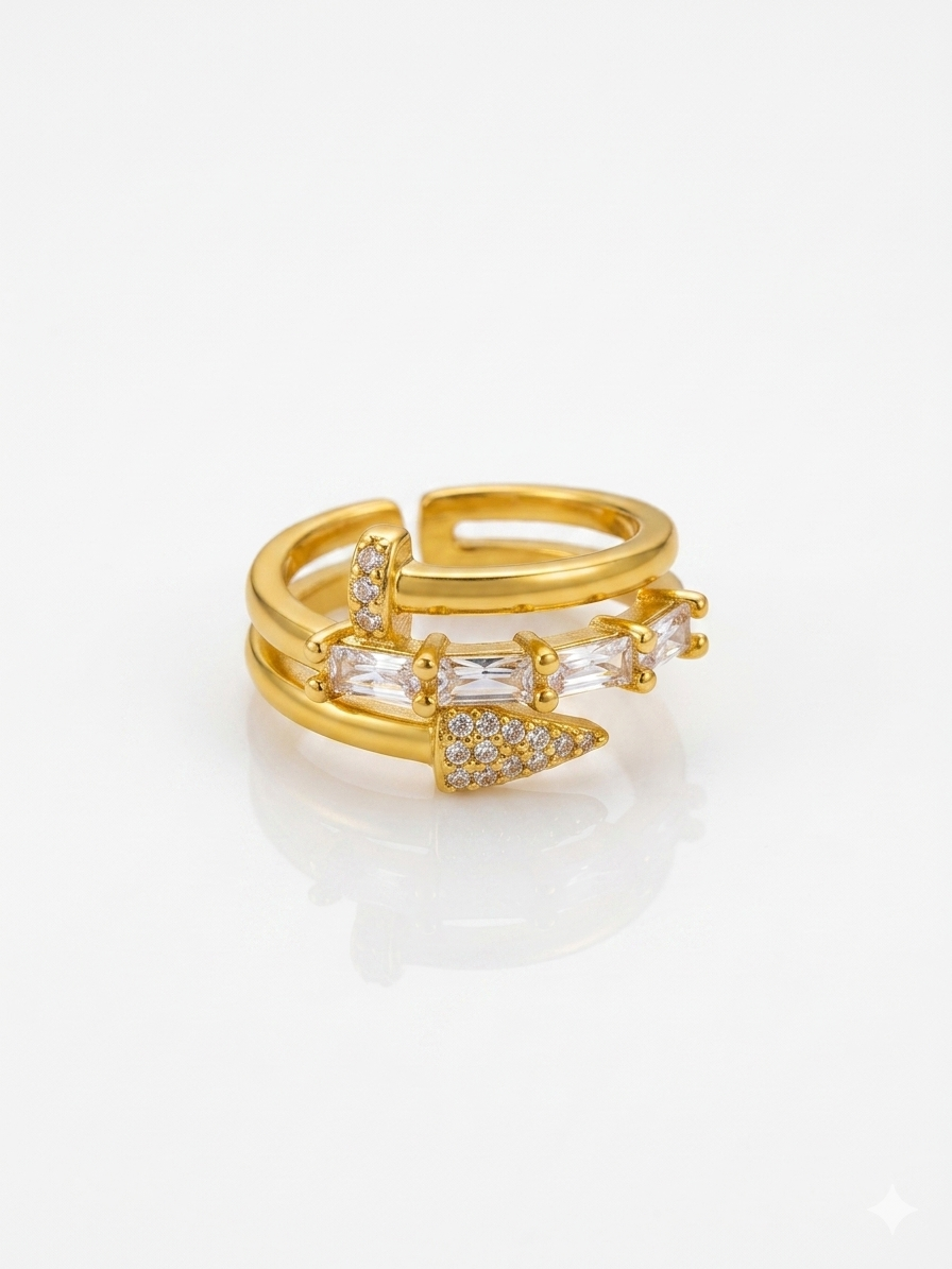 ✨Exclusive Zircon Studded Layered Nail Adjustable Ring ✨