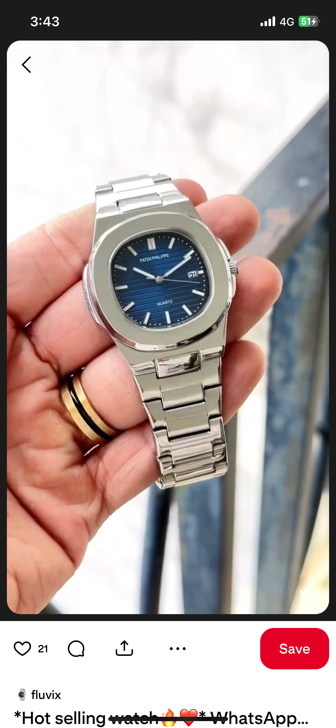 A Grade Nautilus Blue Dial Silver watch 🔥