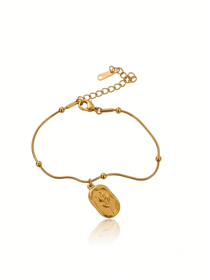 ✨Stainless steel Gold beaded Emiley chain Bracelet✨