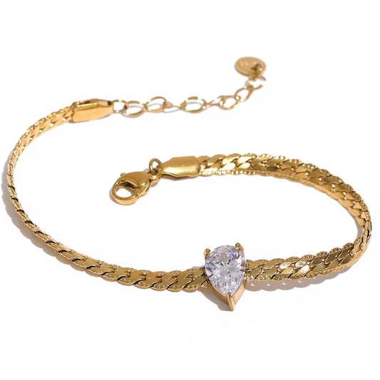 ✨Stainless steel Cubic zircona Cuban Chai Bracelet ✨
