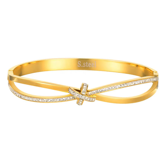 ✨ Exquisite Diamantés  Studded Knotted Gold Cuff Bracelet ✨
