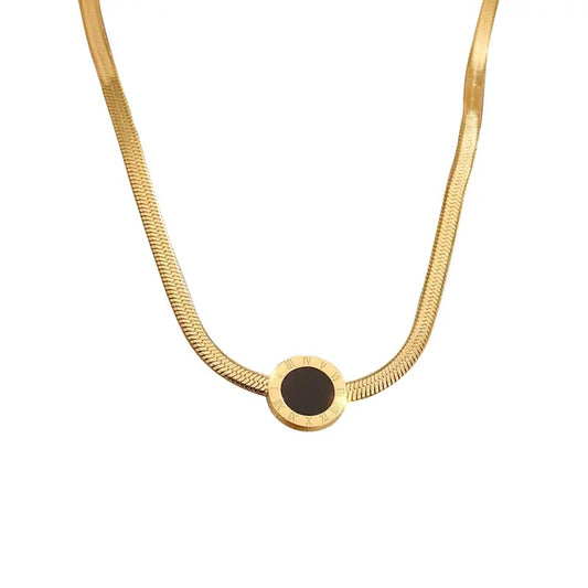 Stainless steel Gold Black dial Bvl snake chain Pendant