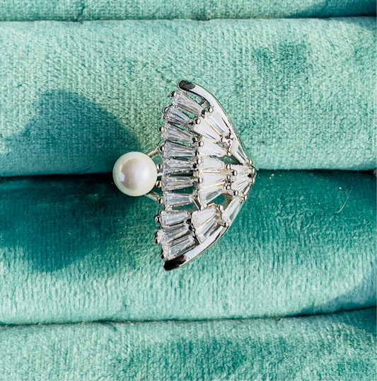 Aene 925 sterling silver Zirconium Pearl Ring 💍