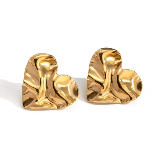 ✨Stainless steel Gold Chunky heart Hoop earrings✨