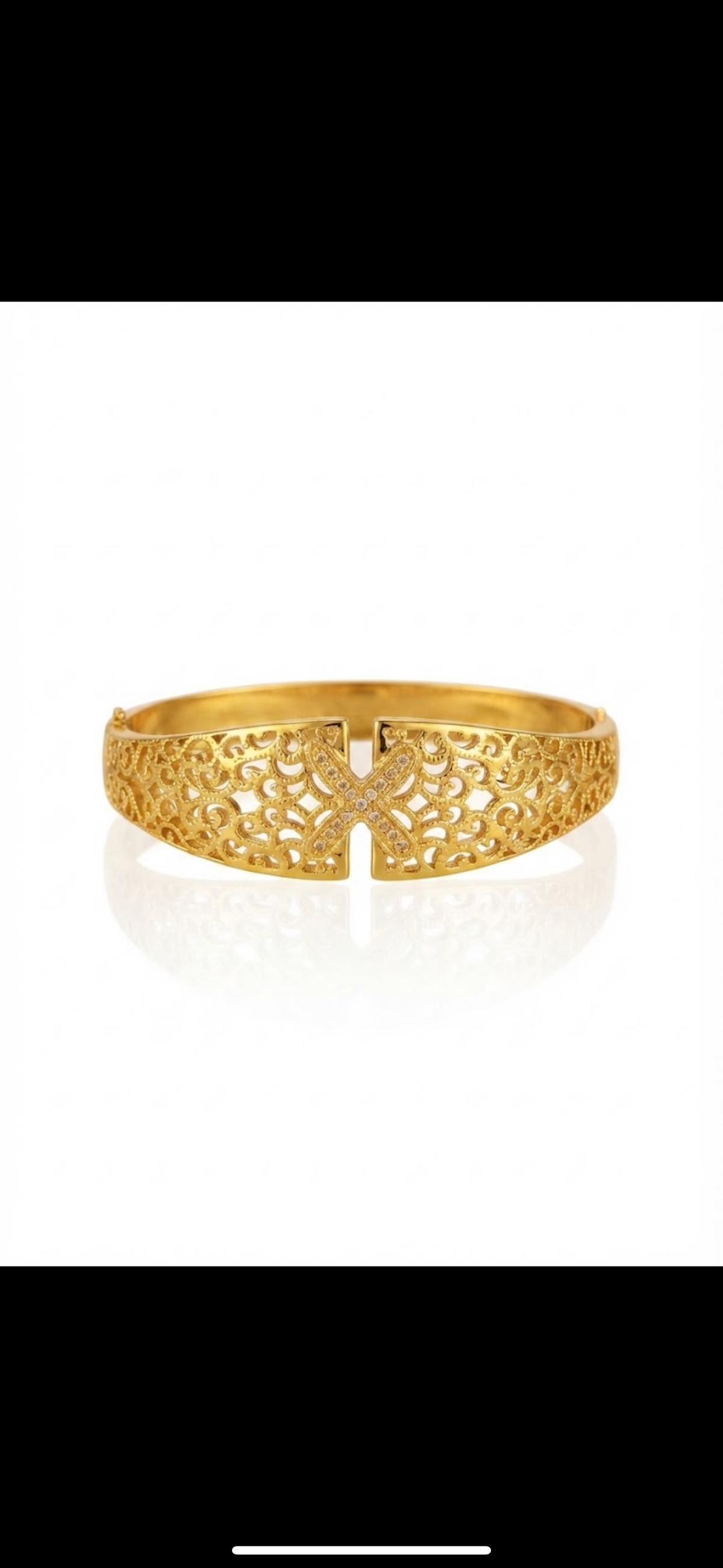 ✨Stainless steel Gold Zirconia studded Emaar 18k Cuff Bracelet ✨