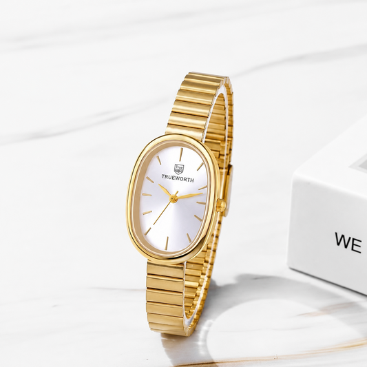 ✨Stainless Steel White Dial Gold Link Chain True Worth Watch ✨