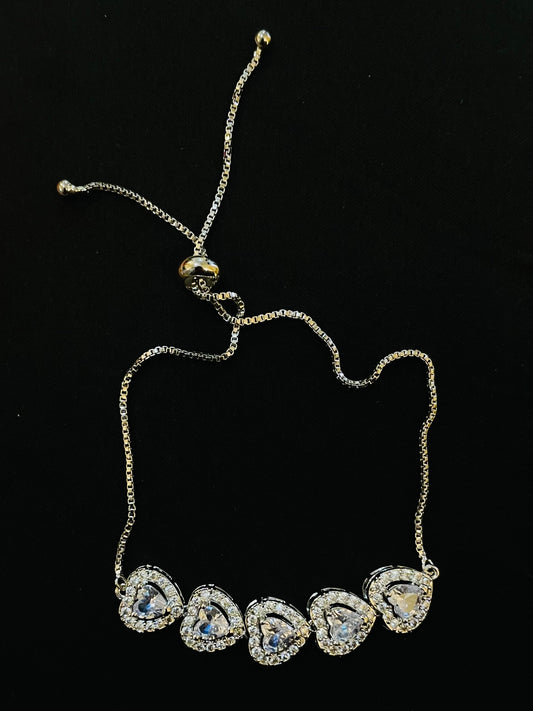 ✨Sterling silver Zirconia Heart Adjustable knot chain bracelet ✨