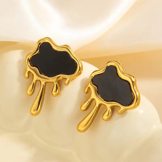 ✨Stainless steel Black enamel melting Earrings ✨