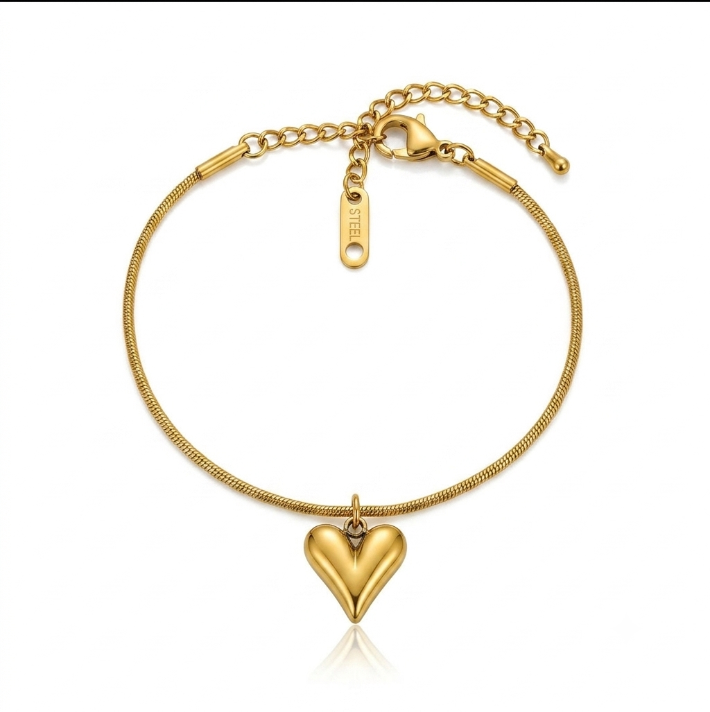✨Stainless Gold Heart Beaded Chain Bracelet ✨