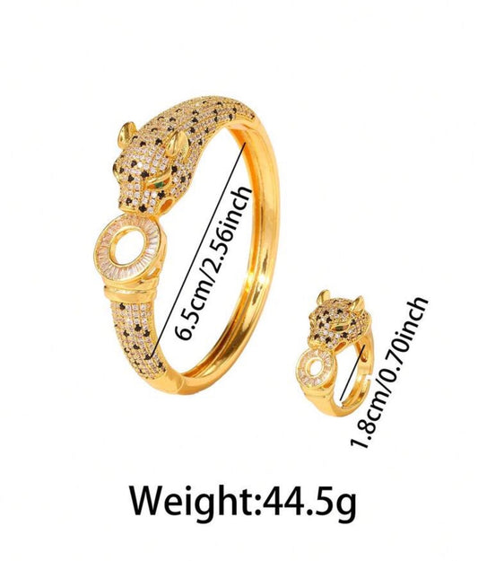 ✨24k Exclusive Stainless steel Zircon Studded Leopard Set ✨