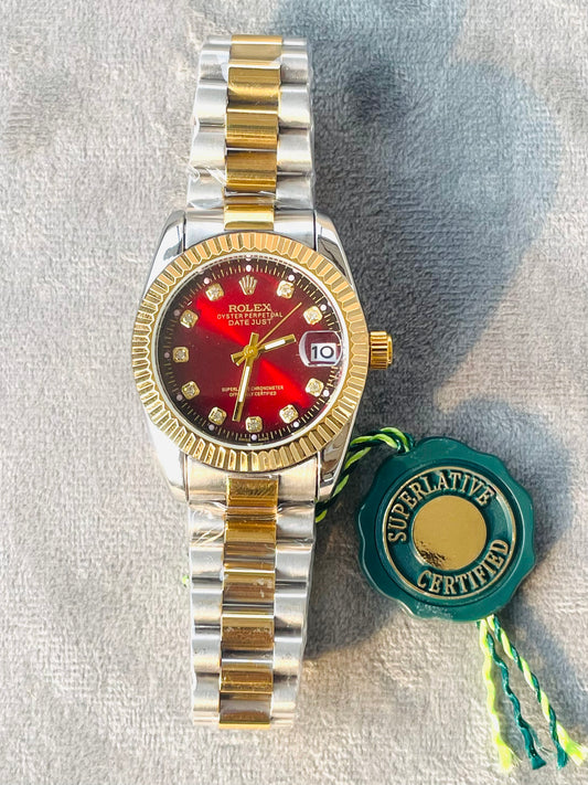 ✨SilverXGold Braided Ruby Dial  High Grade Watch ✨