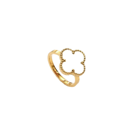 Stainless steel White Clover Ring (Adjustable)