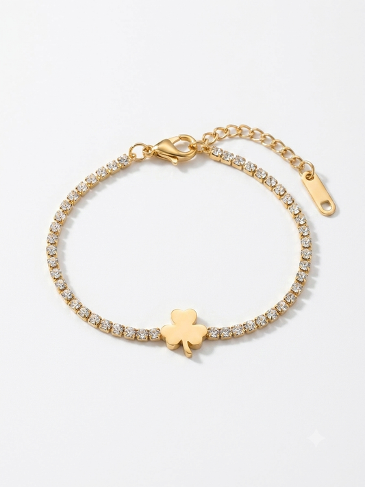 ✨Stainless steel Gold Tennis Clovie chain Bracelet✨