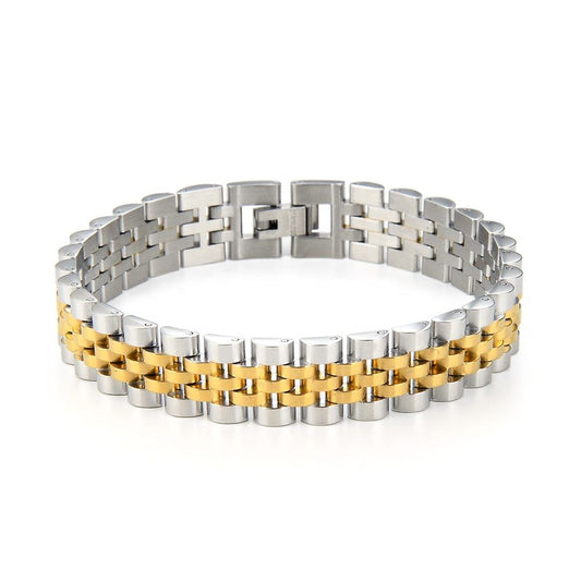 ✨ Stainless Steel SilverXGold Jubilee Pvd Band Chain Bracelet ✨