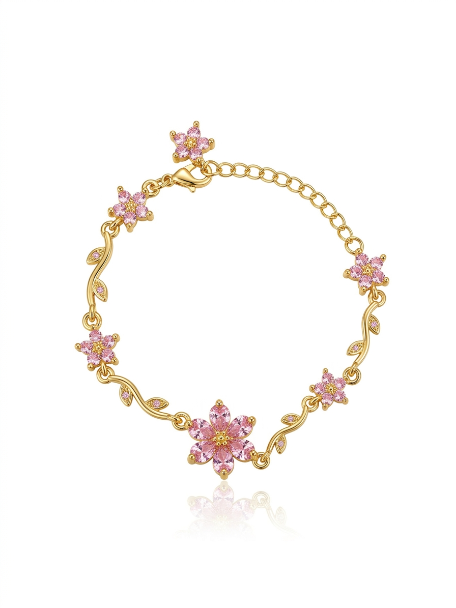 ✨Exquisite Stainless steel Pink Floral Tulip Chain bracelet ✨
