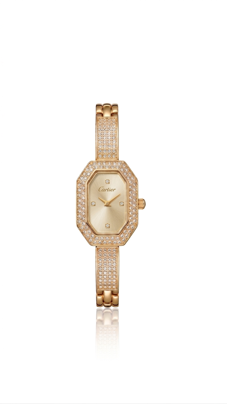 ✨ Zirconium Studded Gold Carte Watch ✨