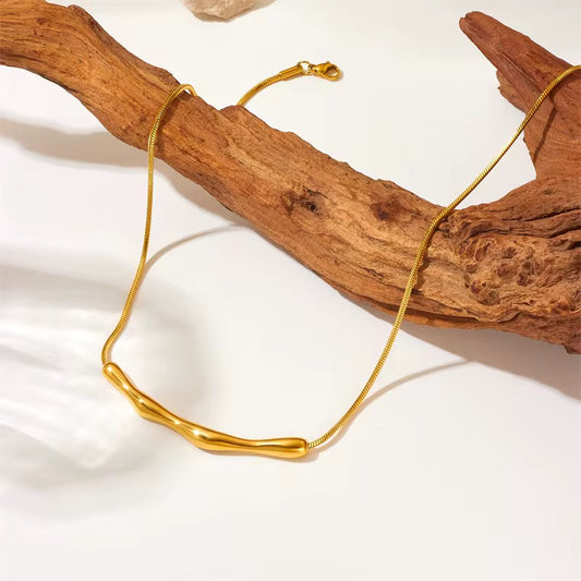 24k Gold Bar Chain Pendant ✨