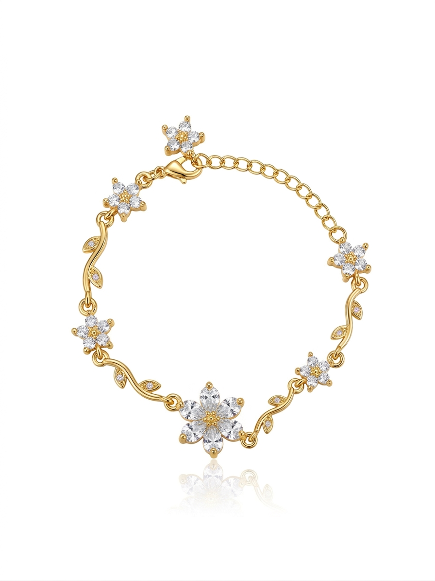 ✨Exquisite Stainless steel Crystal White Floral Tulip Chain bracelet ✨