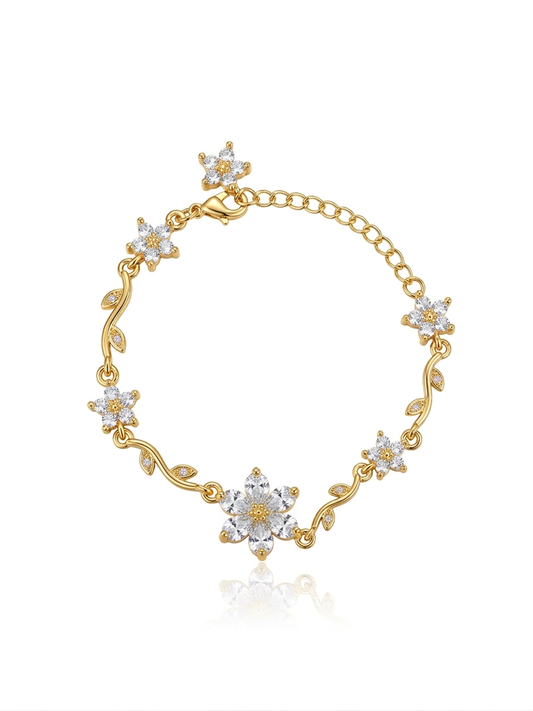 ✨Exquisite Stainless steel Crystal White Floral Tulip Chain bracelet ✨