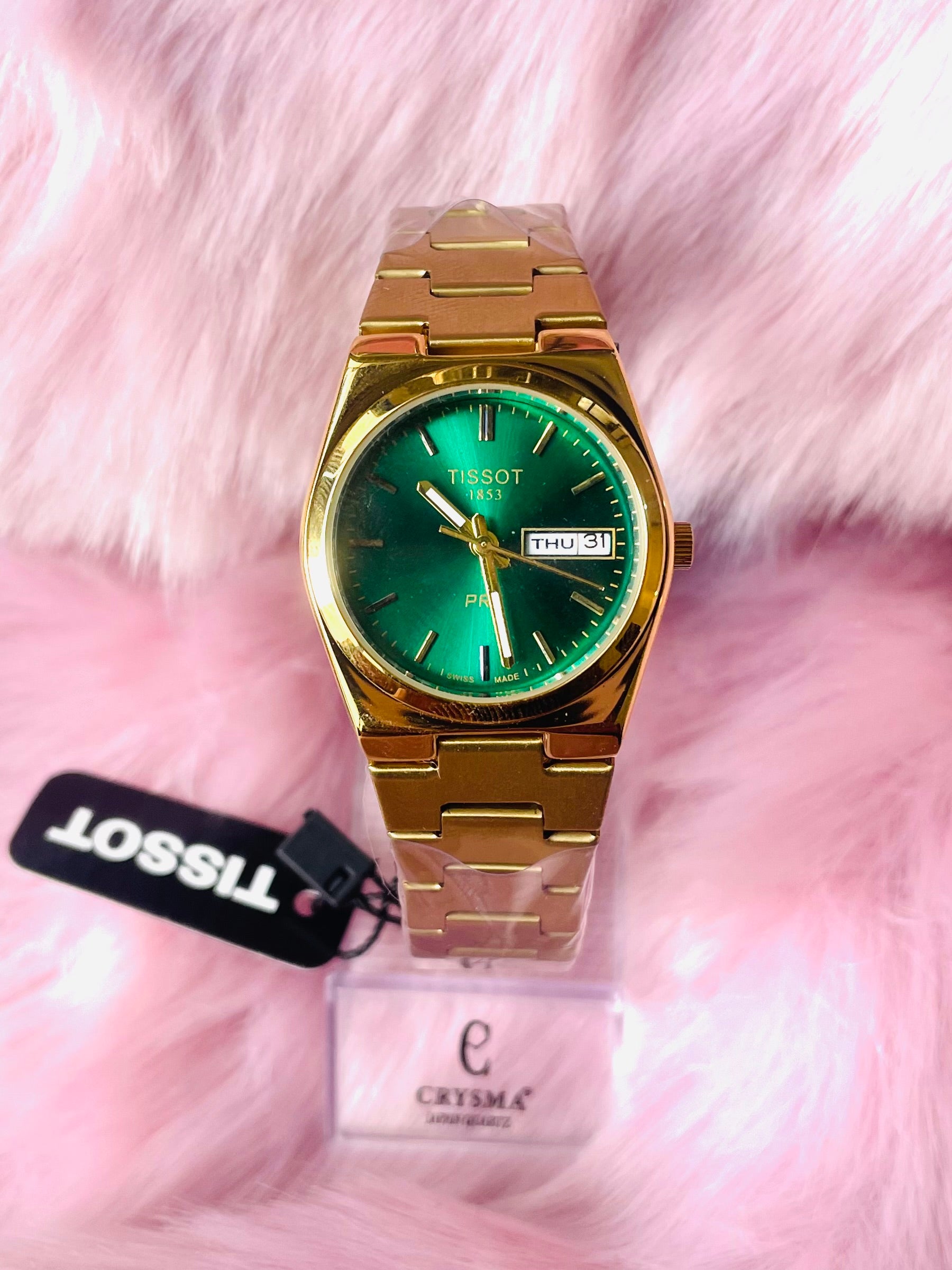 High Grade PRX Emerald Dial Gold Strap Watch ✨