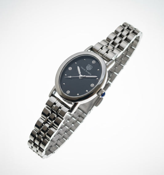 ✨ Exclusive True Worth Oval Black dial Silver Watch ✨