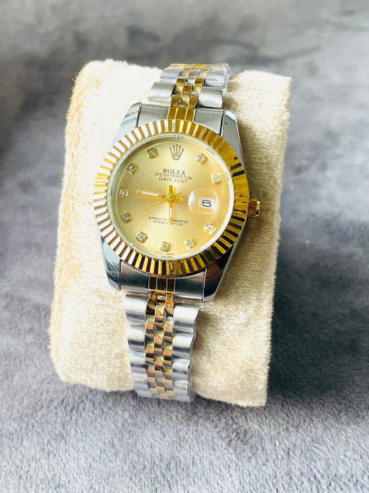 ✨Exclusive SilverXGold Braided Gold Dial Perpetual Rlx Watch ✨