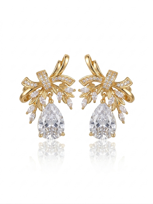 ✨Exclusive Sterling S925 Zirconium Gold Leaf Silver Drop Earrings ✨