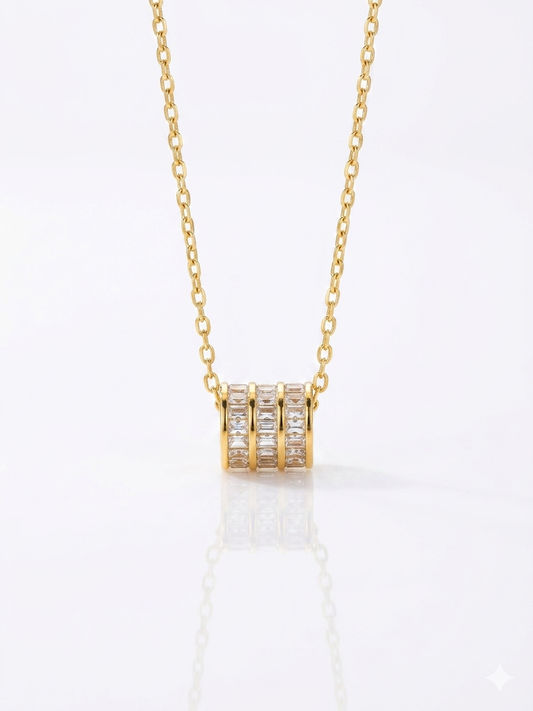 ✨Stainless steel Zirconia Spherical Crystal Studded Gold Pendant ✨