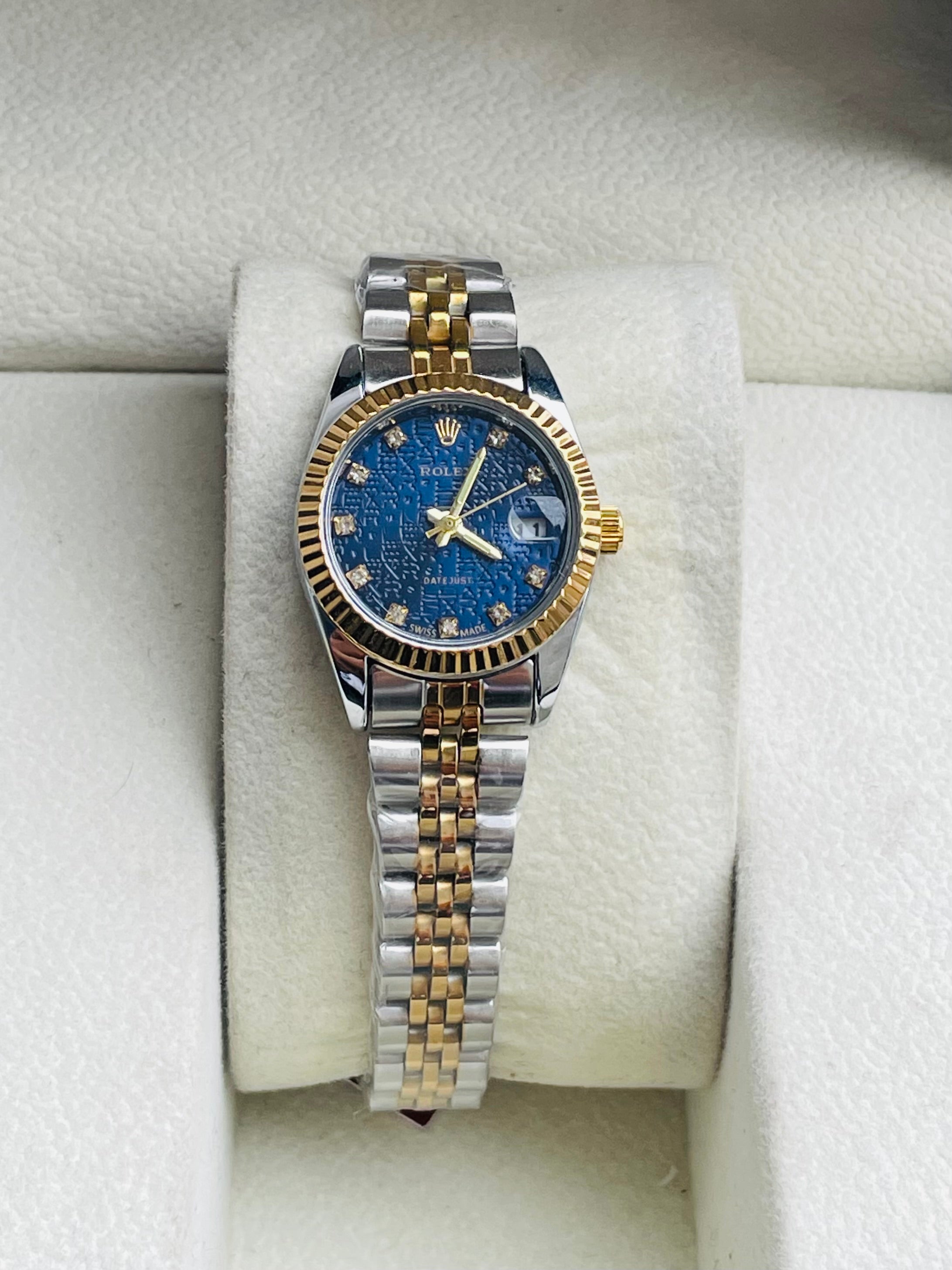 Royale Blue Dial SilverXGold Strap Diamantés Watch ✨