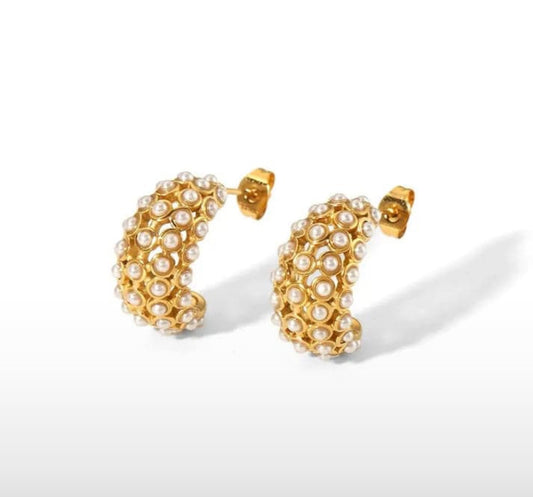 ✨Estelle Gold Pearle Hoop Earrings ✨