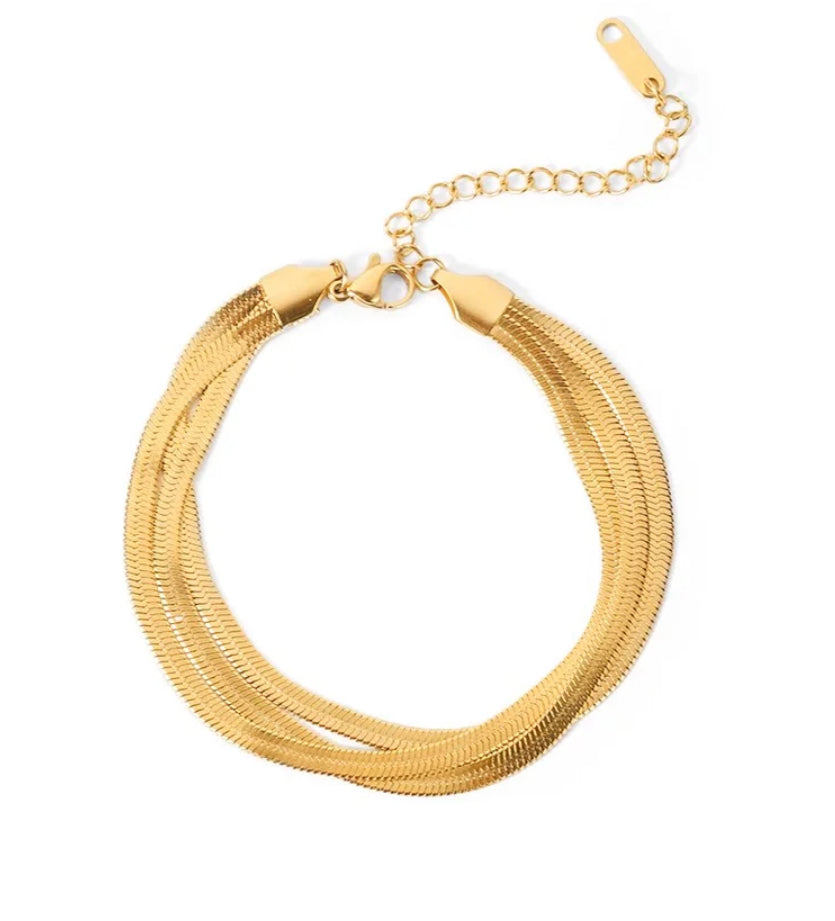 ✨Exquisite Stainless steel Gold Quad Snake Chain Bracelet ✨