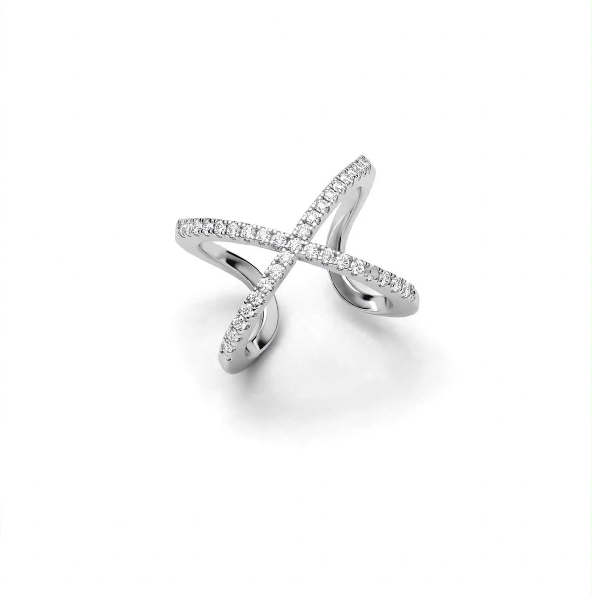 S925 Zirconium Crystal Studded Loop Adjustable Ring