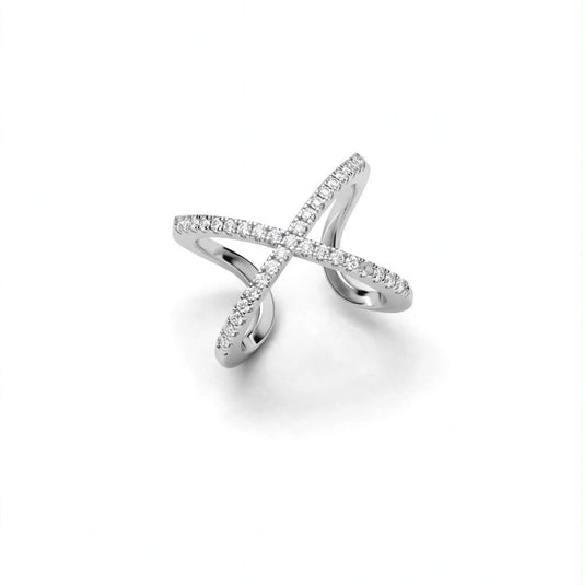 S925 Zirconium Crystal Studded Loop Adjustable Ring