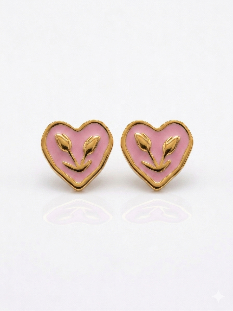 ✨Stainless steel Gold enamel  earrings ✨