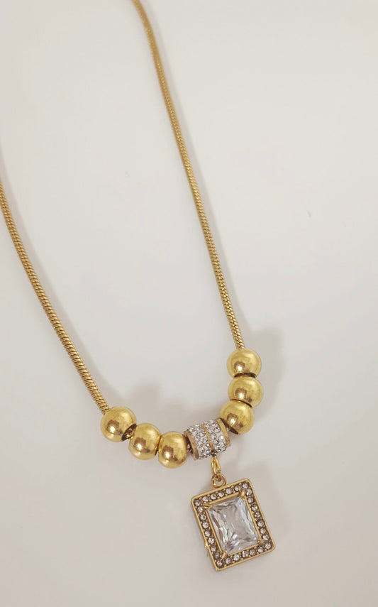 ✨22k Gold Bead Zircon studded Rhinestone Gold pendant ✨