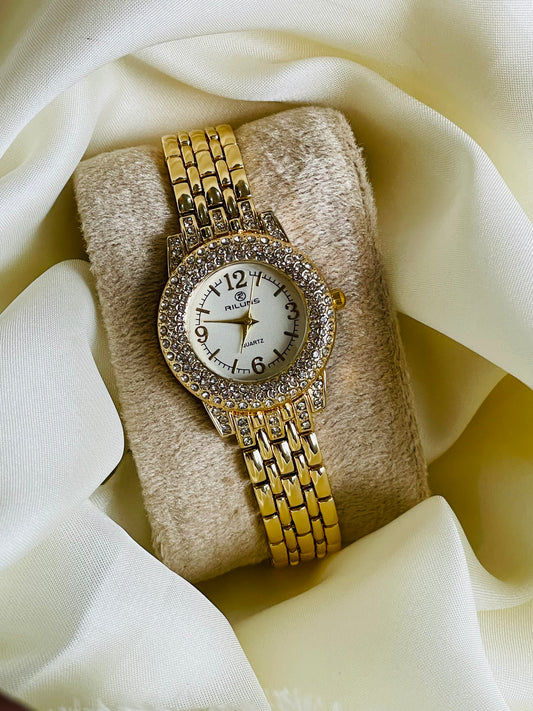 ✨Gold Crystal Studded Rillins Orignal Watch ✨