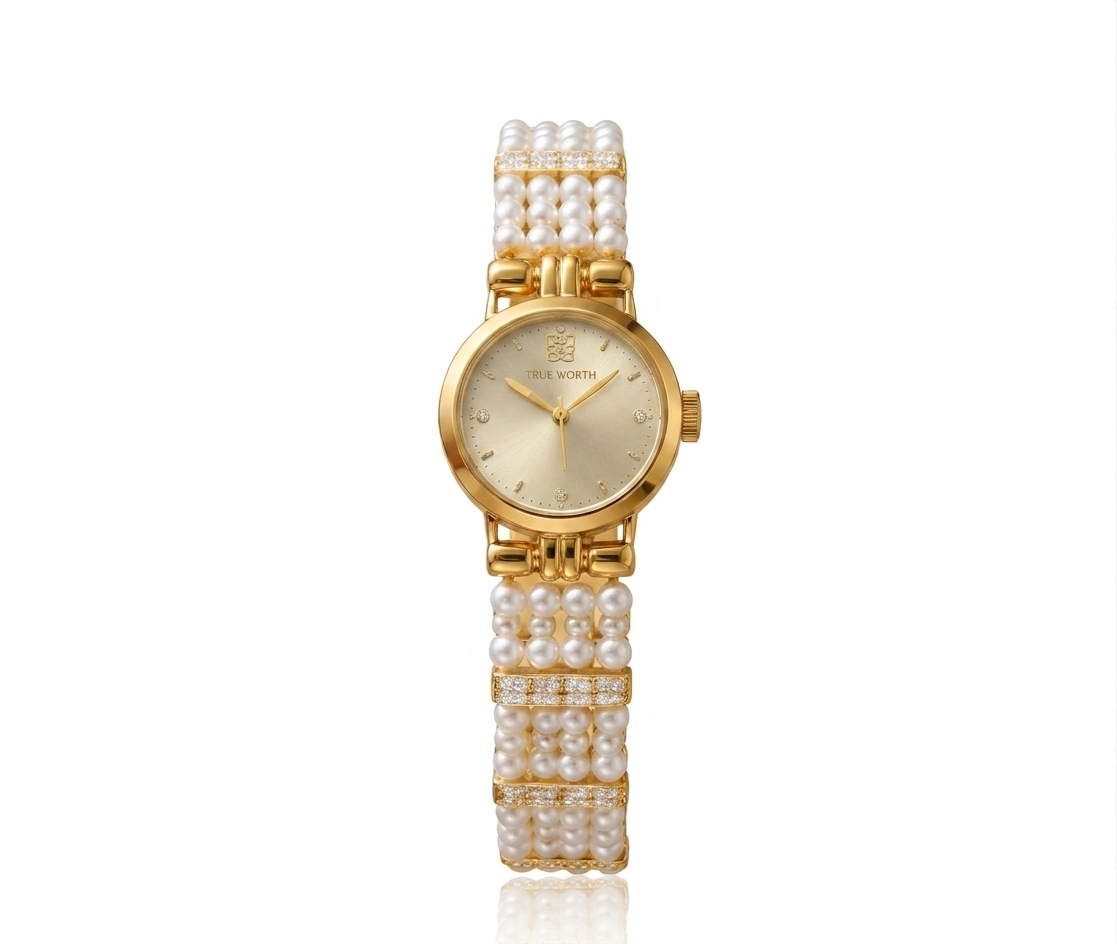 ✨Exquisite Gold Dial True Worth Chain Pearl Watch ✨
