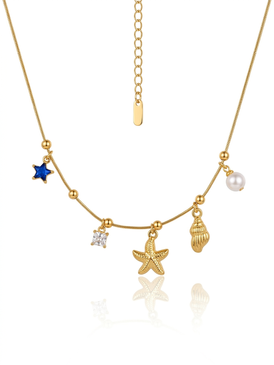 ✨Exclusive Stainless Gold Charm Shell Star Necklace ✨