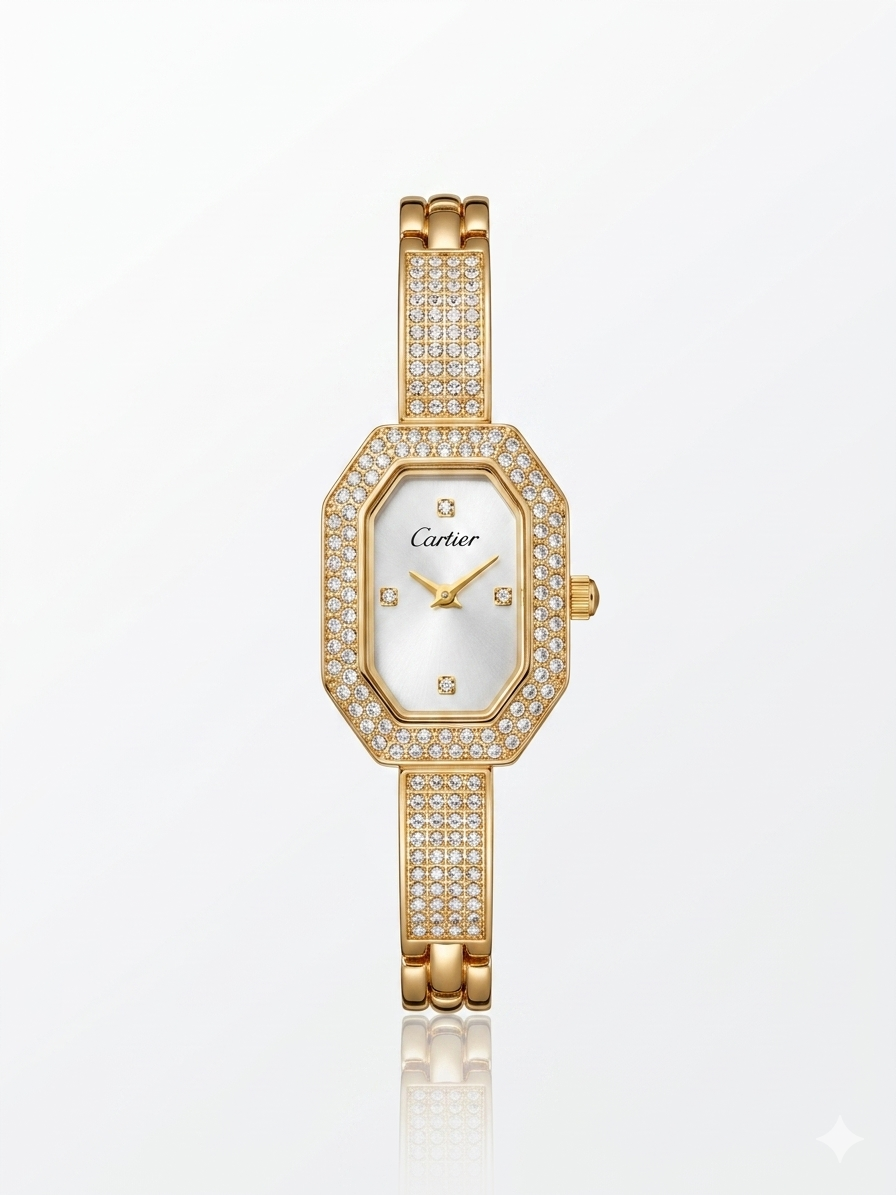 ✨ Zirconium Studded Gold Carte Watch ✨