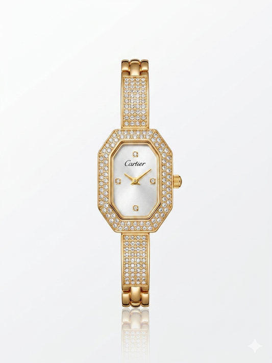 ✨ Zirconium Studded Gold Carte Watch ✨