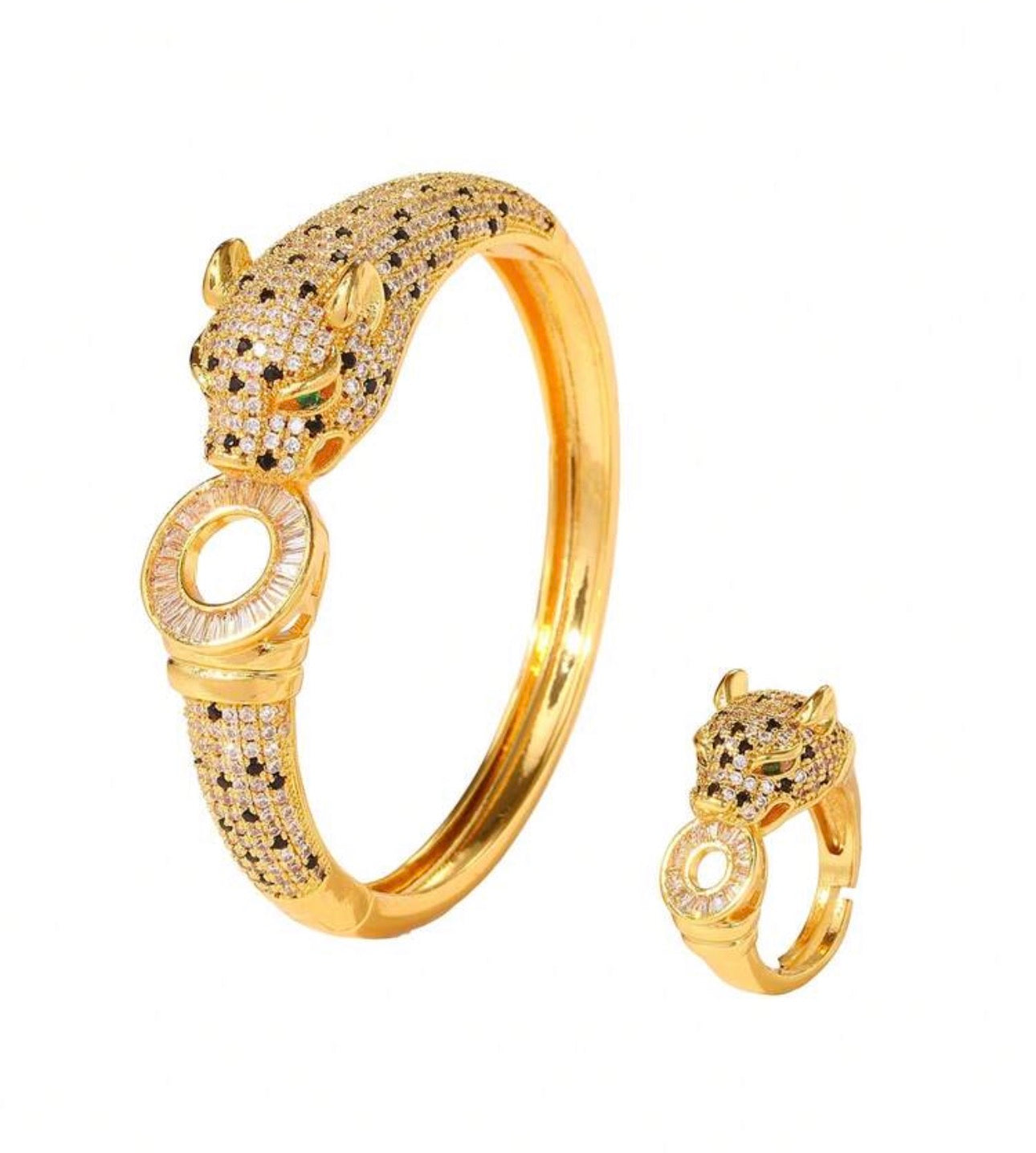 ✨24k Exclusive Stainless steel Zircon Studded Leopard Set ✨