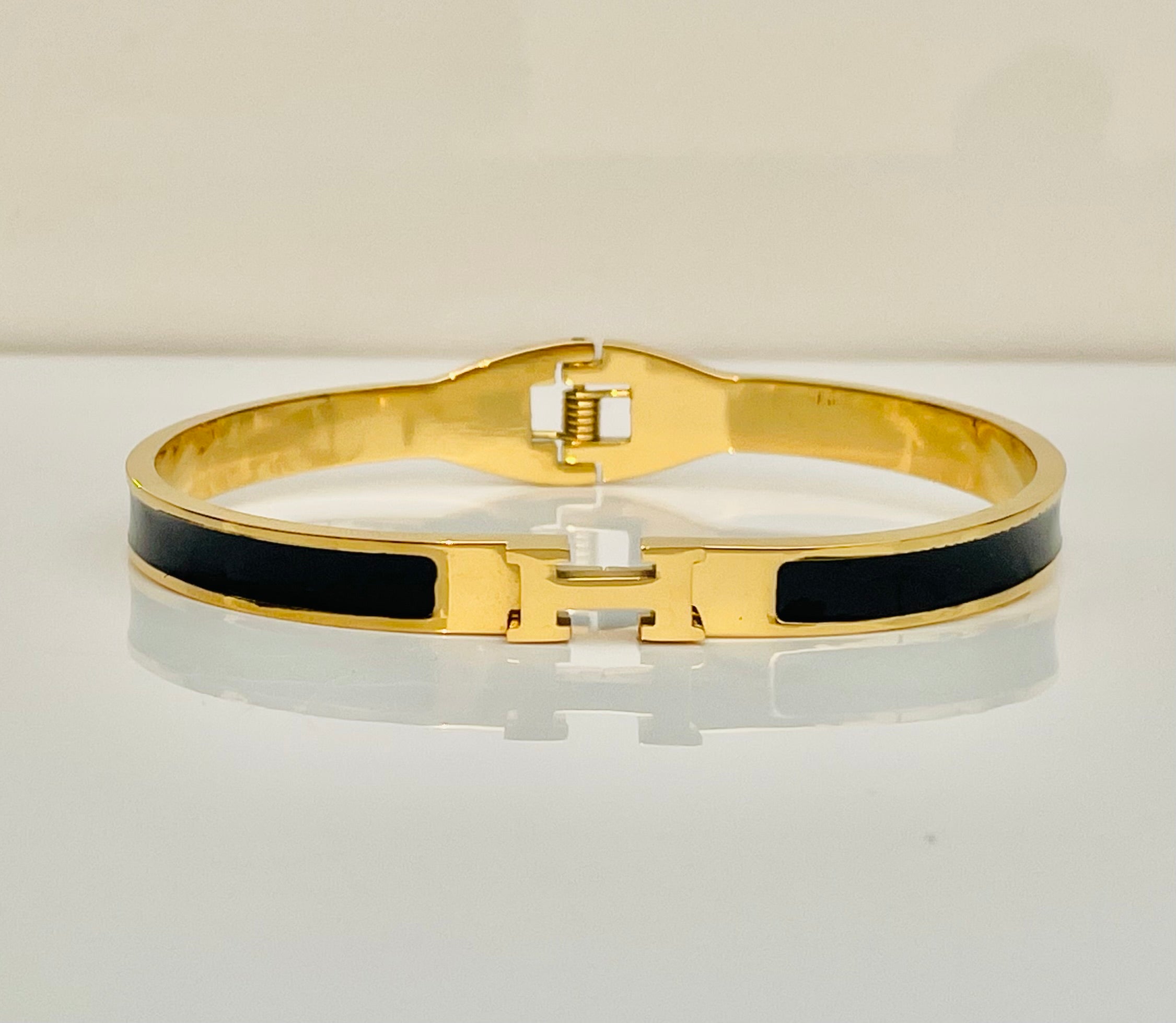 H Lux Black Enamel Bracelet